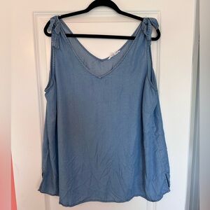 Sleeveless Chambray Top 2X